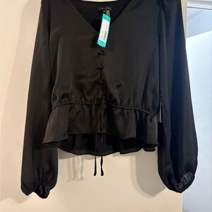 1 STATE Black Peplum Blouse